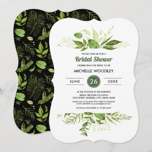 Wild Meadow Grünes botanisches Brautparty Einladung