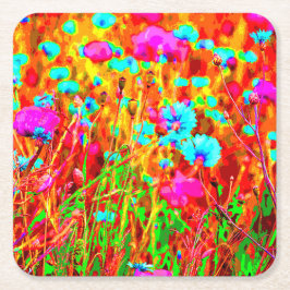 Wild Meadow in Bloom Pop Art Rechteckiger Pappuntersetzer