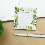 Wild Meadow | PERSONALISIERT<br><div class="desc">Elegante botanische Quadrat-Noten haben Ihren Namen und/oder Firmennamen, gerahmt durch einen Rand von üppiger Aquarellgrüne in Wald, Farn und Frühlinggrün.</div>
