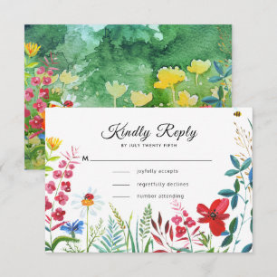 Wild Meadow   RSVP-Karten für Sommerwaldhochzeiten RSVP Karte