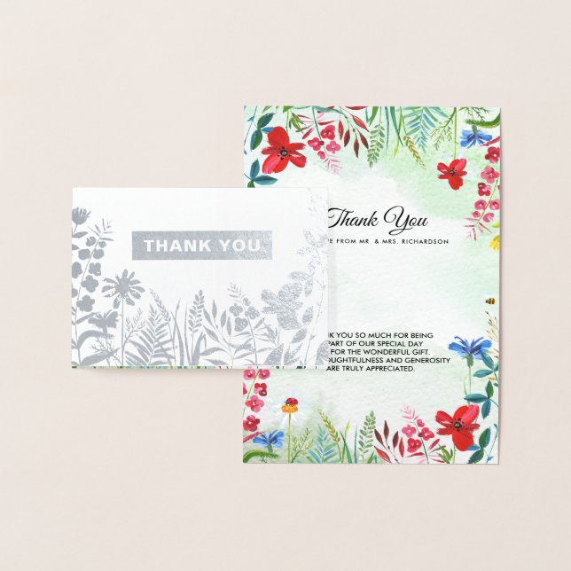 Wild Meadow | Wildblumen Danke, dass Sie Hochzeit  Folienkarte (Anzeige)