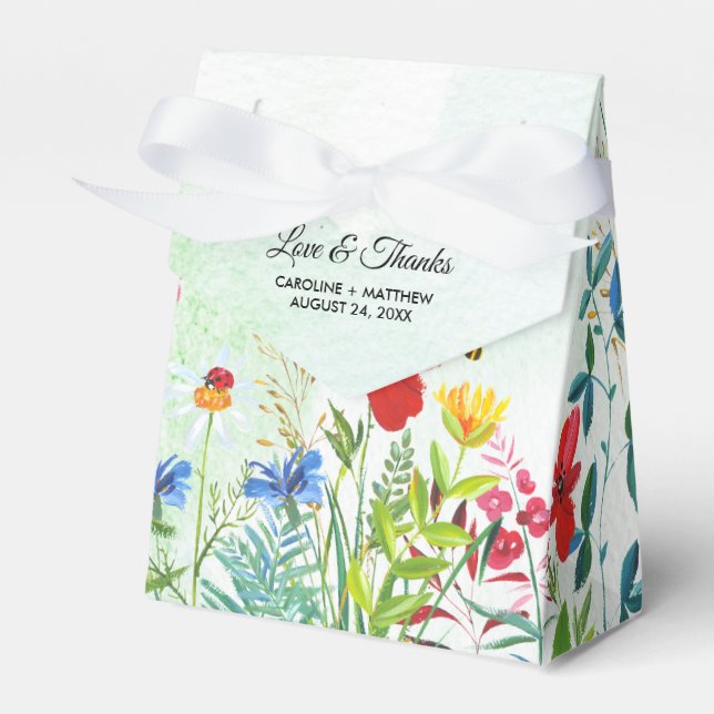 Wild Meadow | Wildblumen Wasserfarbenhochzeit Geschenkschachtel (Vorderseite)