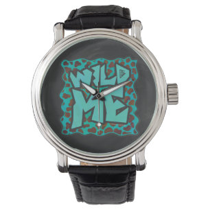 Wild mir Dalmatiner Brown und Aquamarines Design Armbanduhr
