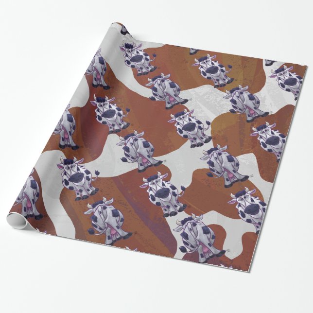 Wild mir Kuh Brown und White Print Geschenkpapier (Ungerollt)