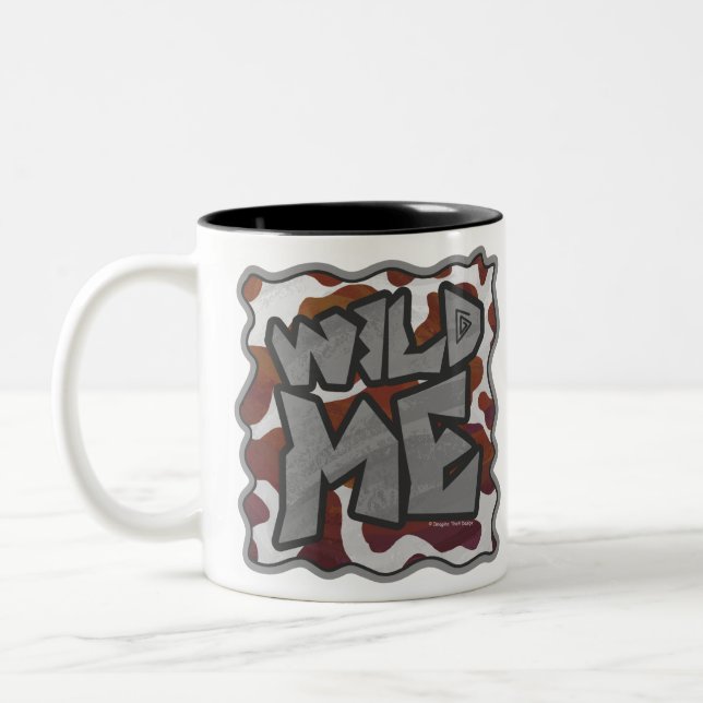 Wild mir Kuh Brown und White Print Zweifarbige Tasse (Links)