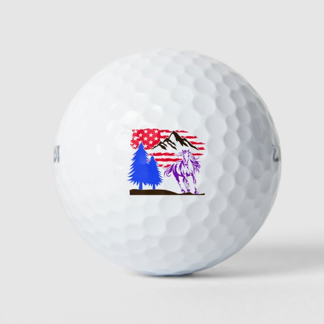 Wild Mountain Horse Galloping Golfball (Vorderseite)