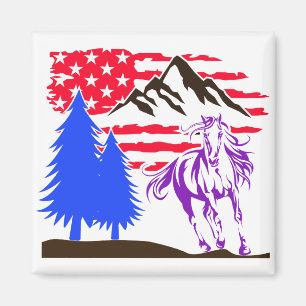 Wild Mountain Horse Galloping Magnet