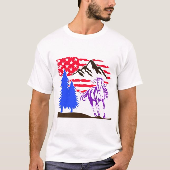Wild Mountain Horse Galloping T-Shirt (Vorderseite)