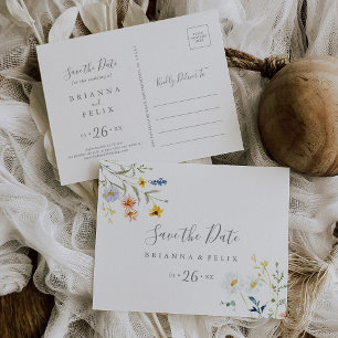 Wild Multicolor Bloral Horizontal Save the Date Postkarte