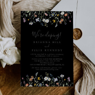 Wild-Multicolor-Blütenschwarz-Elopement-Empfang Einladung