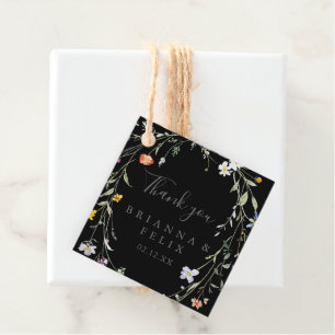 Wild Multicolor Floral Black Wedding Geschenkanhänger