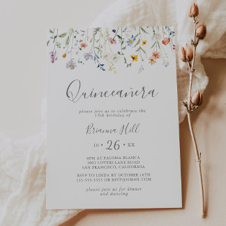 Wild Multicolor Floral Quinceñera Einladung