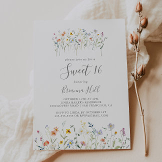 Wild Multicolor Floral Sweet 16 Geburtstagsparty Einladung