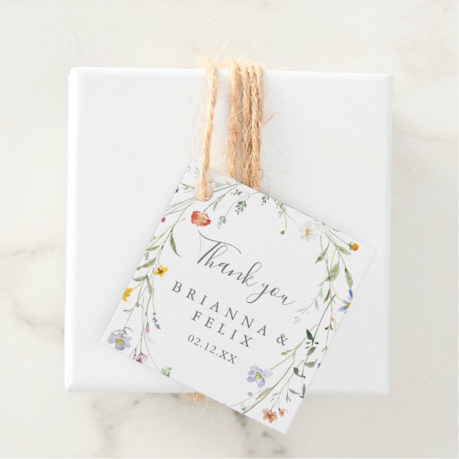 Wild Multicolor Floral Wedding Geschenkanhänger (Beispiel)