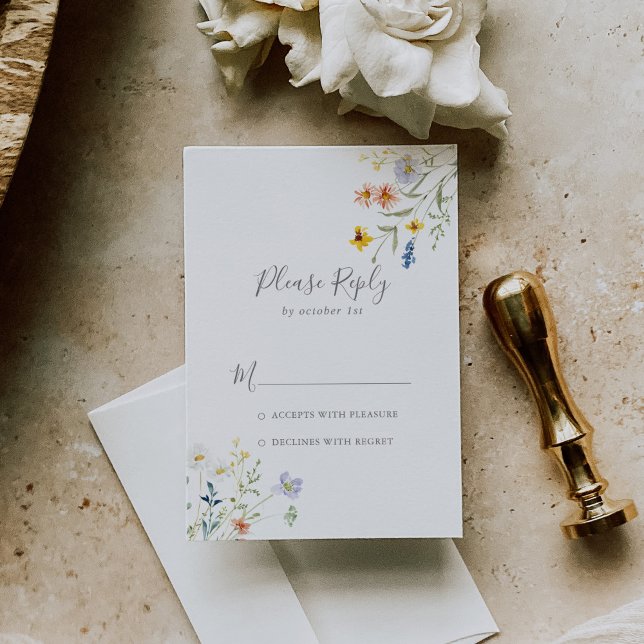 Wild Multicolor Floral Wedding RSVP Karte (Von Creator hochgeladen)
