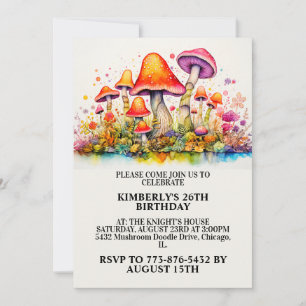 Wild Mushroom Forest Print Birthday Party Einladung