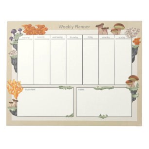 Wild Mushroom Medley Weekly Planner 8,5"x11" 50pg Notizblock