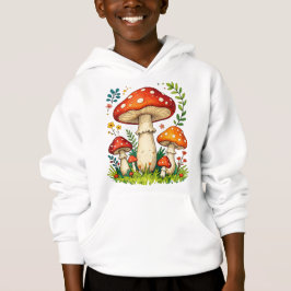 Wild mushrooms and flowers in grass forest nature hoodie