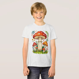 Wild mushrooms and flowers in grass forest nature Tri-Blend shirt