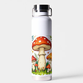 Wild mushrooms and flowers in grass forest nature trinkflasche