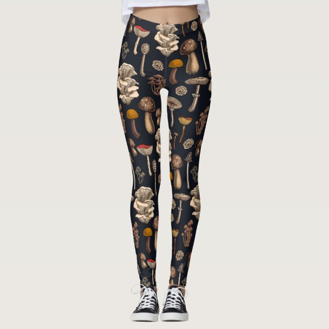 Wild Mushrooms on Grafit Leggings (Vorderseite)