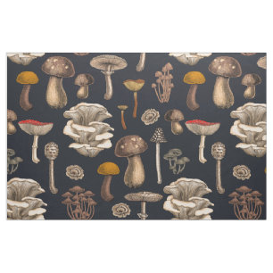 Wild Mushrooms on Grafit Stoff