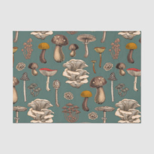 Wild Mushrooms on pine green Seidenpapier