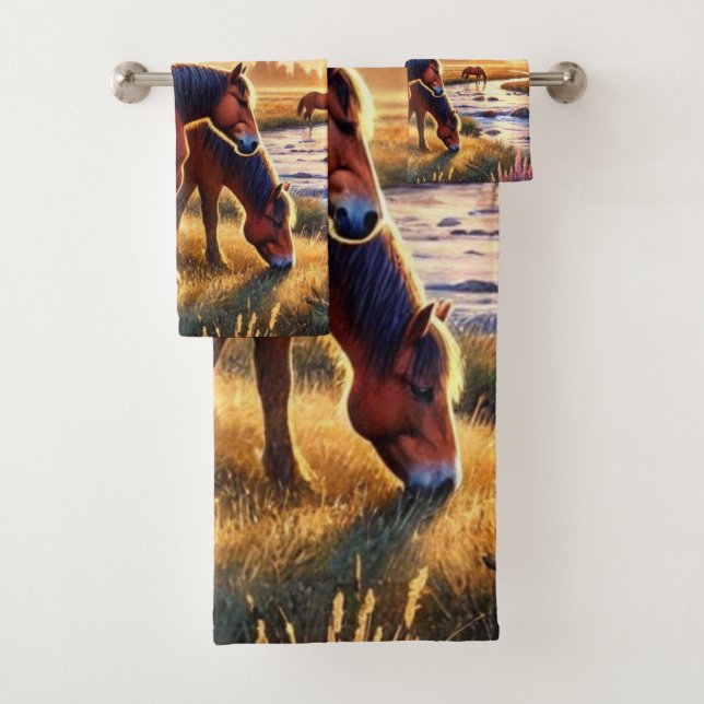 Wild Mustang Horses bei Sunset Badhandtuch Set (Insitu)