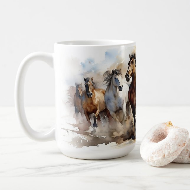 Wild Mustang Horses Equestrian Wild West Kaffeetasse (Mit Donut)