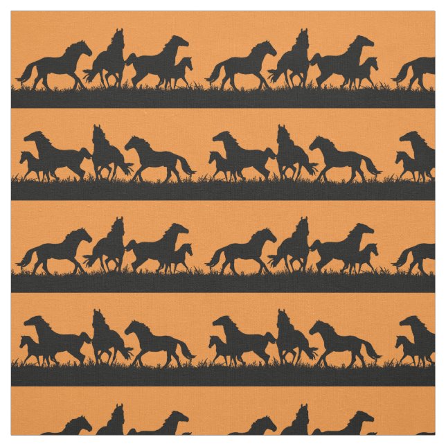 Wild Mustang Silhouetten Stoff (Muster)