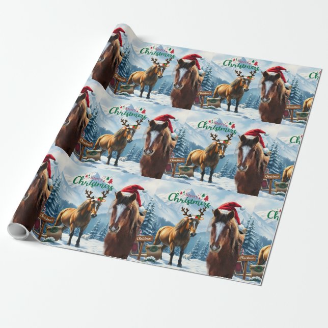 Wild Mustang Weihnachtspapier Geschenkpapier (Ungerollt)