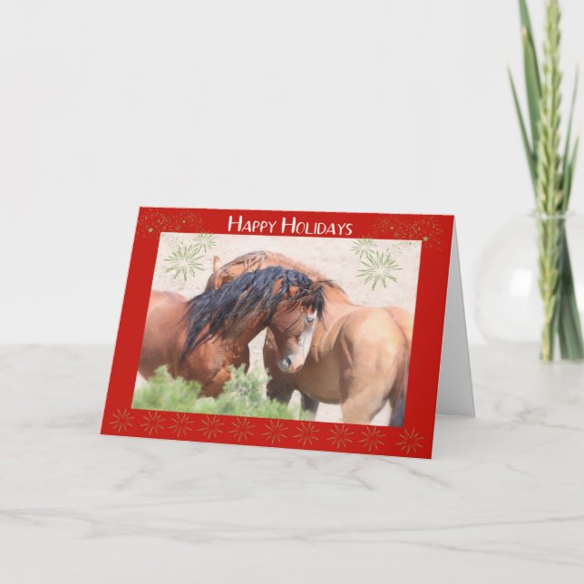 Wild Mustangs Holiday Card Feiertagskarte (Vorderseite)