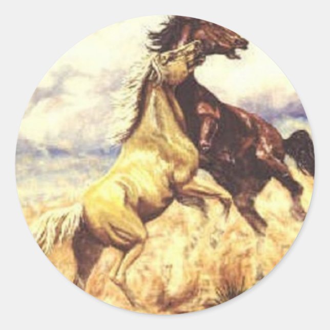 Wild Mustangs Runder Aufkleber (Vorderseite)