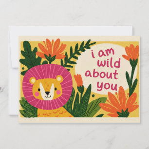 Wild nach dir Süßer Löwe Lustiger Valentinstag Feiertagskarte