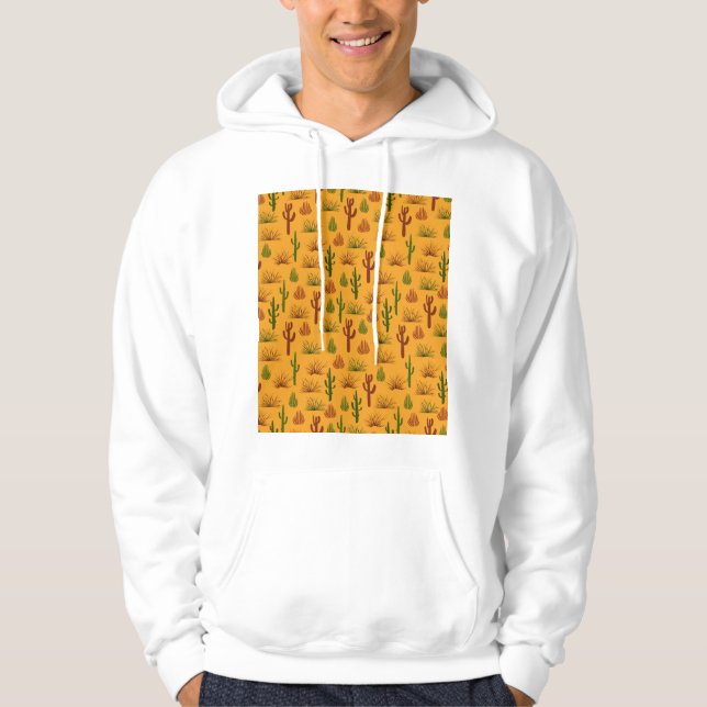 Wild Nature Cactus Bushes Pattern Hoodie (Vorderseite)