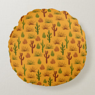 Wild Nature Cactus Bushes Pattern Rundes Kissen