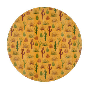 Wild Nature Cactus Bushes Pattern Schneidebrett