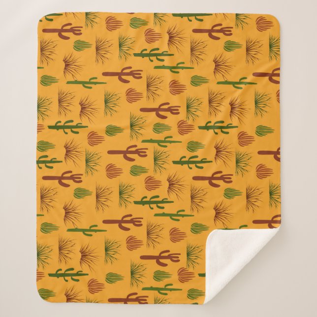 Wild Nature Cactus Bushes Pattern Sherpadecke (Vorderseite)