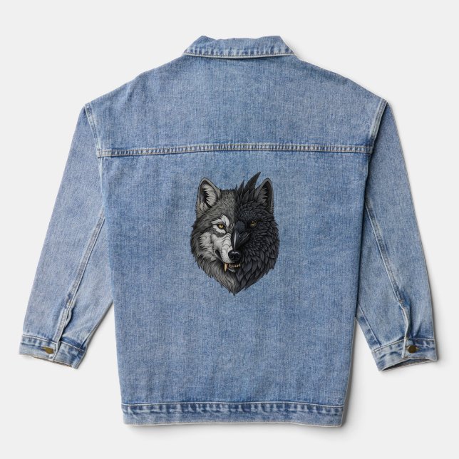 Wild Nature Crow-Wolf Raven Jeansjacke (Rückseite)