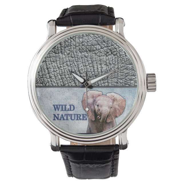 WILD NATURE - ELEPHANT-Entwurfssammlung Armbanduhr (Vorderseite)