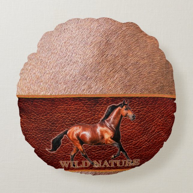 WILD NATURE - HORSE Design Collection Rundes Kissen (Vorderseite)