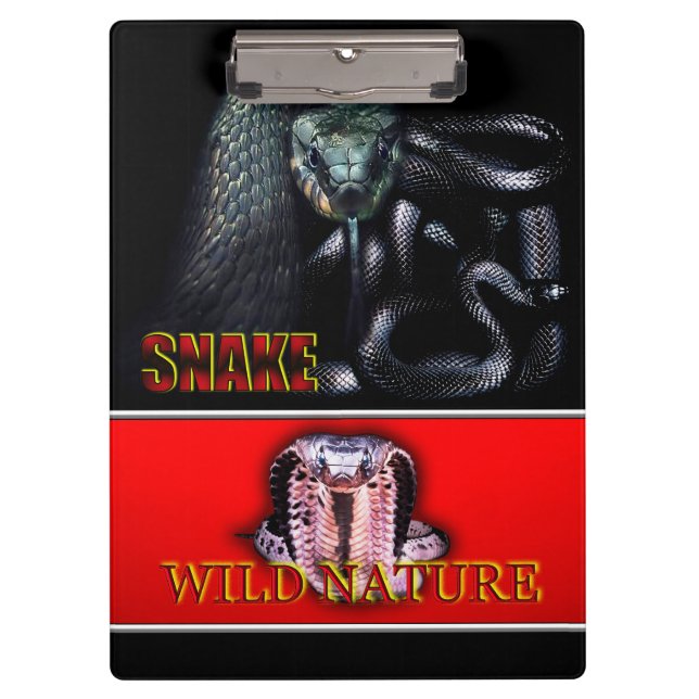 WILD NATURE - schwarze SNAKE-Designkollektion Klemmbrett (Vorderseite)
