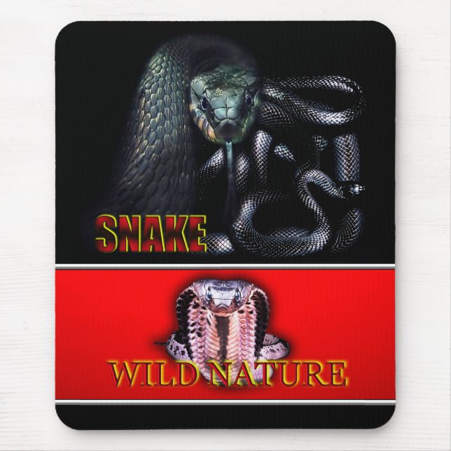 WILD NATURE - schwarze SNAKE-Designkollektion Mousepad (Vorne)