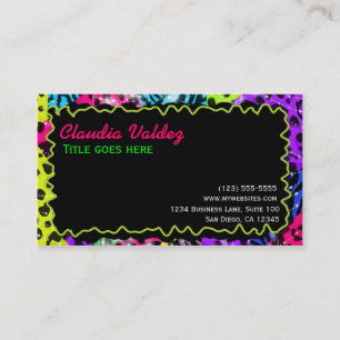 Wild Neon Animal Print Leopard Zebra Business Card Visitenkarte