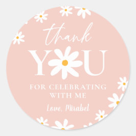 Wild One 1. Geburtstag Boho Blush Pink Daisy Runder Aufkleber