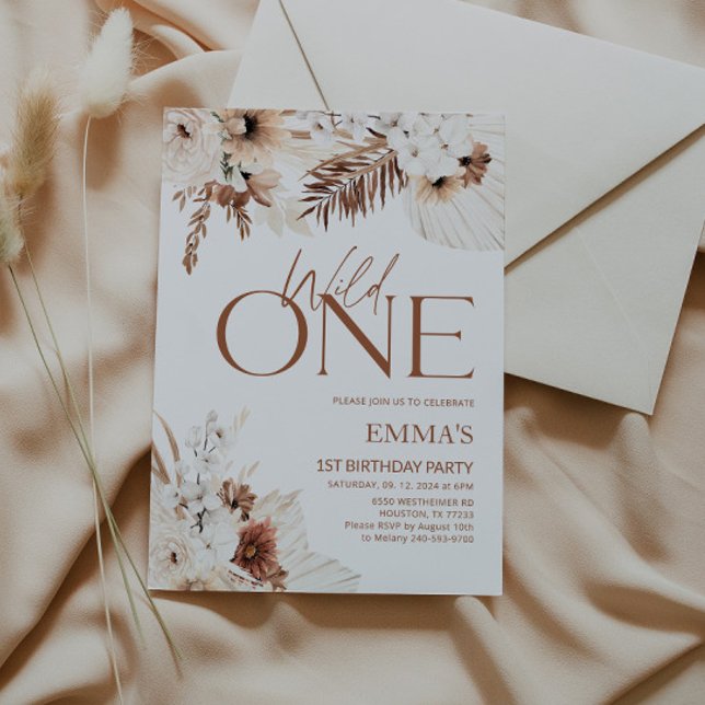 Wild One 1. Geburtstag Einladung Boho Pampas (Von Creator hochgeladen)
