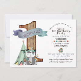 Wild One 1. Geburtstag Einladung Tribal Panda TeeP