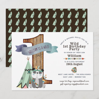 Wild One 1. Geburtstag Einladung Tribal Panda TeeP