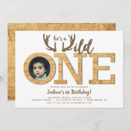 Wild One 1. Geburtstag Junge Foto Einladung