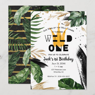 Wild One 1. Geburtstag König der Dinge Krone Einladung